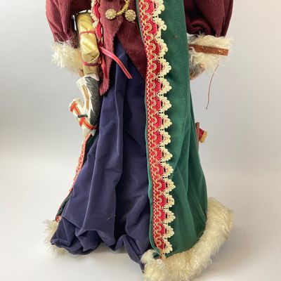 Vintage Handcrafted Santa Claus Figure with Velvet Robe