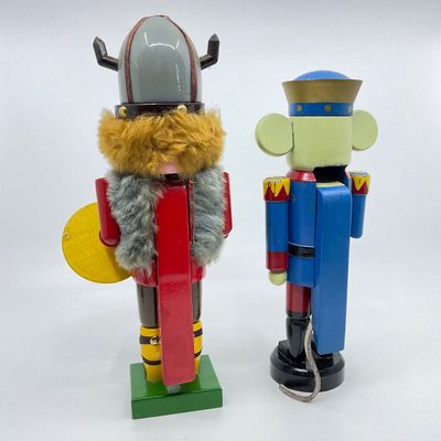 Vintage Wooden Nutcrackers - Viking and Mouse King