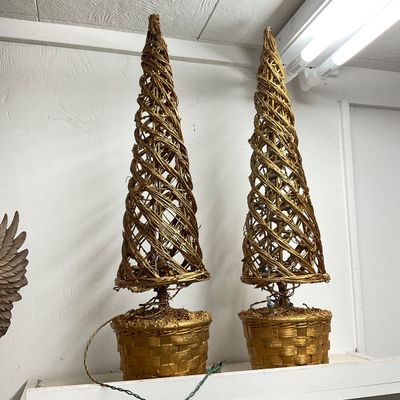 3186 Set of Gold Topiary Trees