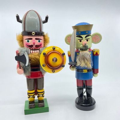 Vintage Wooden Nutcrackers - Viking and Mouse King