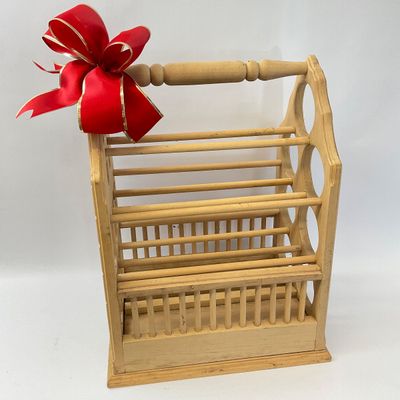 Vintage Wooden Dutch Canal House Wine Rack & Caddy