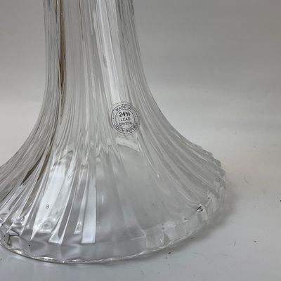 Czech Lead Crystal Pedestal Vase & Vintage Two-Tier Glass Server