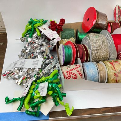 Large Lot of Holiday and Decorative Craft Ribbons and Bows