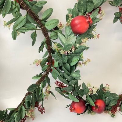Pair of Faux Pomegranate and Eucalyptus Garlands