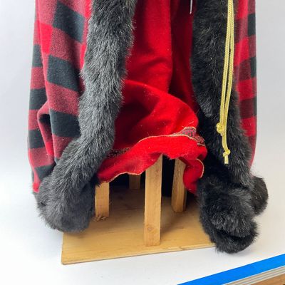 Vintage Handcrafted Buffalo Plaid Santa Claus Standing Figure