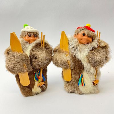Vintage Finnish Fur Troll & Santa Figures by Erkki Nopperi - Set of 3