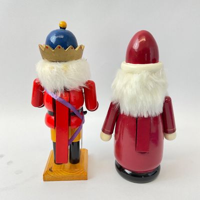 Vintage Erzgebirge Style Wooden Nutcrackers - King & Santa - Set of 2