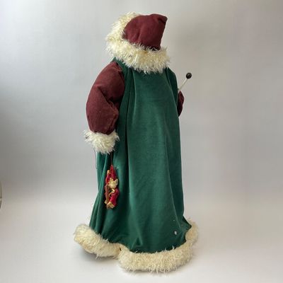 Vintage Handcrafted Santa Claus Figure with Velvet Robe