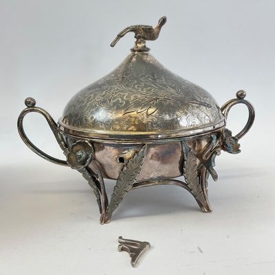 Antique Silverplate Pitcher & Footed Butter Dish Set