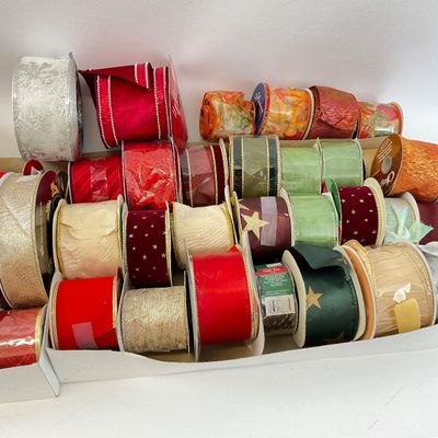 Large Lot of Holiday and Decorative Craft Ribbons and Bows