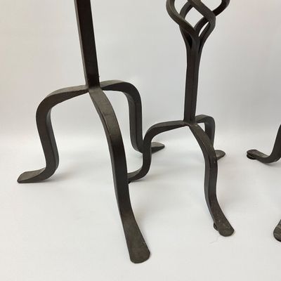 Wrought Iron Candlesticks with Spiral Cage Detail - Set of 4
