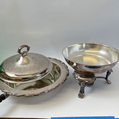 Vintage Silver-Plated Chafing Dish with Burner Stand