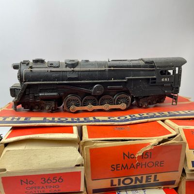 Vintage Lionel Train Set with No. 681 Locomotive, Transformer & Accessories