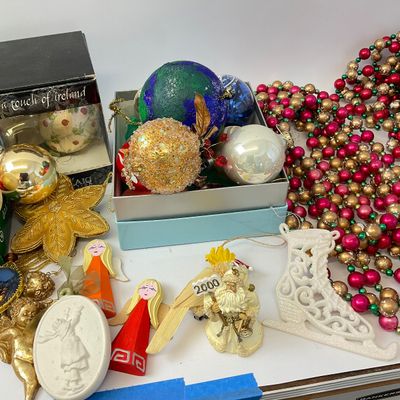 Assorted Christmas Ornaments, Garlands, and Holiday Decor Lot