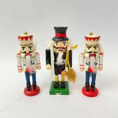 Vintage Erzgebirge Style Wooden Nutcrackers - Set of 3