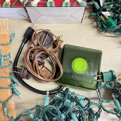 Assorted Christmas Lights, Extension Cords, and Timer Lot