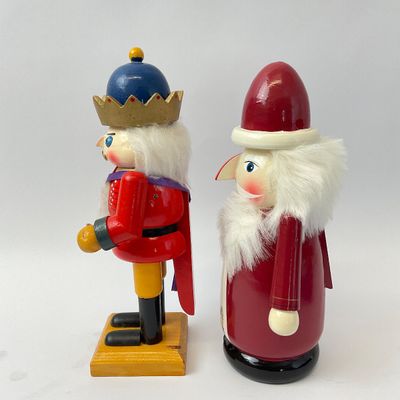 Vintage Erzgebirge Style Wooden Nutcrackers - King & Santa - Set of 2