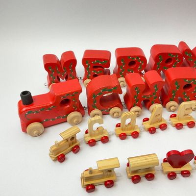 Vintage Wooden Alphabet Name & Christmas Train Set