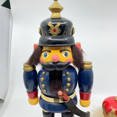 Vintage Wooden Soldier & King Nutcrackers - Set of 2