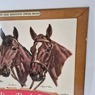 LOT 71U: Vintage Rolling Rock Beer Sign with Racehorses