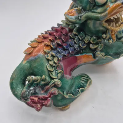 LOT 43U: Vintage Cloisonné Salt and Pepper Shakers & Ceramic Foo Dog Dragon