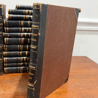 LOT 139K: Charles Dickens - Antique Books 1870s Harper and Brothers - 17 Volumes - Christmas Carol, Oliver Twist, Great Expectations and...