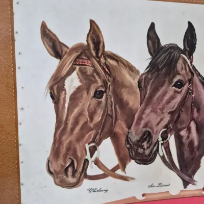 LOT 71U: Vintage Rolling Rock Beer Sign with Racehorses
