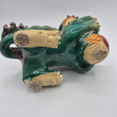 LOT 43U: Vintage Cloisonné Salt and Pepper Shakers & Ceramic Foo Dog Dragon