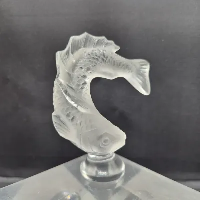 LOT 22U: Vintage Lalique Leaping Koi Fish Crystal Figurine