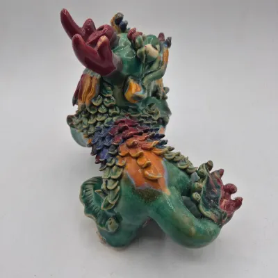 LOT 43U: Vintage Cloisonné Salt and Pepper Shakers & Ceramic Foo Dog Dragon