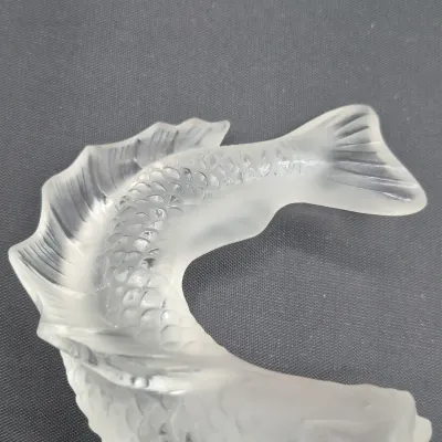 LOT 22U: Vintage Lalique Leaping Koi Fish Crystal Figurine