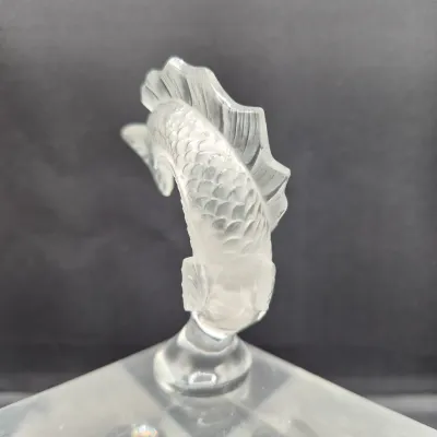 LOT 22U: Vintage Lalique Leaping Koi Fish Crystal Figurine