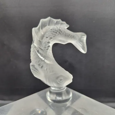 LOT 22U: Vintage Lalique Leaping Koi Fish Crystal Figurine