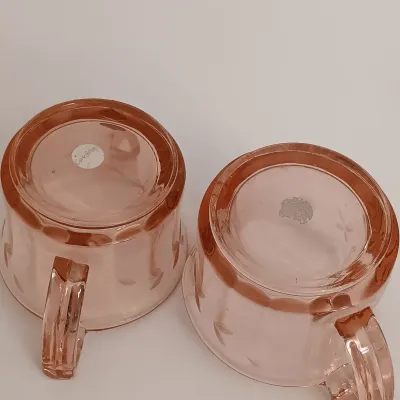LOT 216: Collection of Pink Depression Glass - Pitcher, Juicer, Creamer and Sugar Bowl
