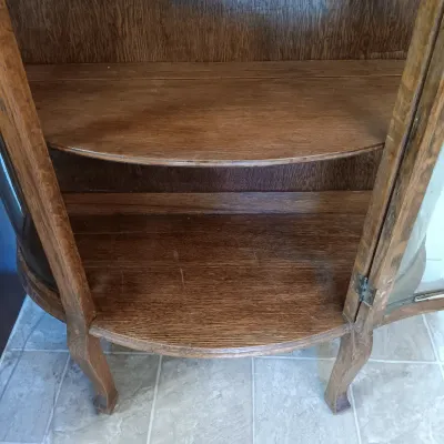 LOT 229: Antique Curved Glass Curio Cabinet
