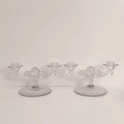 LOT 137: Vintage Footed Celery Vase & Double Arm Candelabra