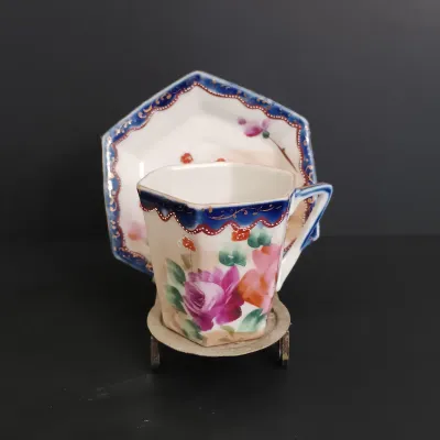 LOT 232: Bombay Rosette Salad Plates with Porcelain Tea Pot, Creamer, Sugar Bowl & Tea Cup