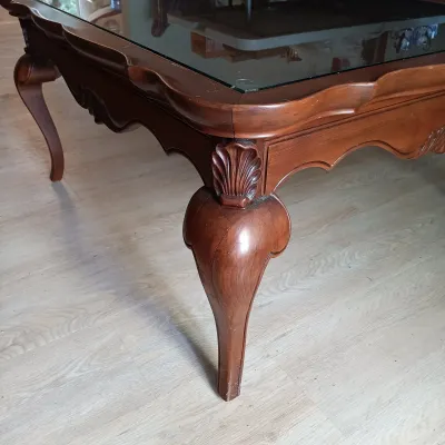 LOT 217: Vintage Imperial Furniture Co. Glass-Top Mahogany Coffee Table