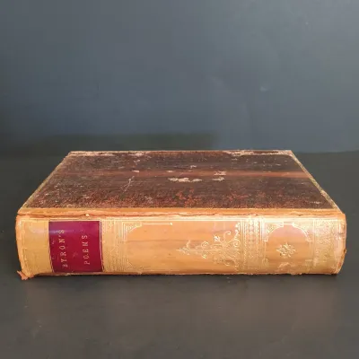 LOT 206: Leatherbound Bronte's Poems, Mini Leatherbound Christmas Carol, Longfellow's Prose Works 1866 and Whittier's...