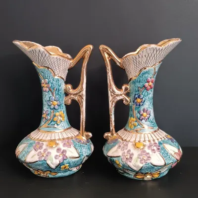 LOT 223: Bequet-Style Belgium Made Porcelain Ewers