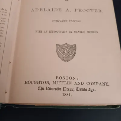 LOT 205: Sir Walter Scott Poetry with Bamboo Pattern Leather Cover, Classic Poems Circa 1908 & The Poems of Adelaide A Procter 1881
