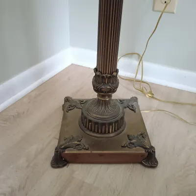 LOT 191: Vintage Metal Torchiere with Glass Shade