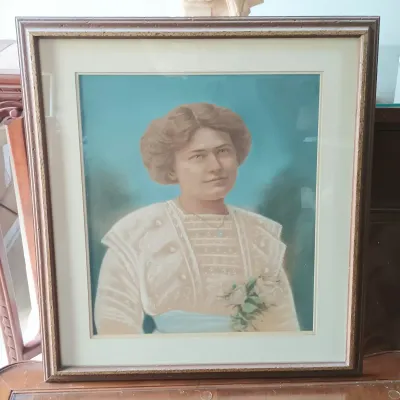 LOT 218: Antique Framed Hand-Tinted Photograph