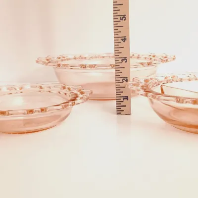LOT 240: Pink Depression Glass Open Lace Border Glassware