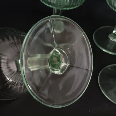 LOT 272: Uranium Glass Sherbert Cups, Candlestick Holders & Etched Dish