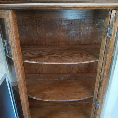 LOT 229: Antique Curved Glass Curio Cabinet