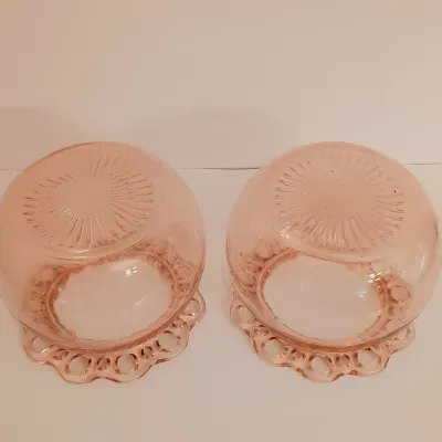 LOT 240: Pink Depression Glass Open Lace Border Glassware