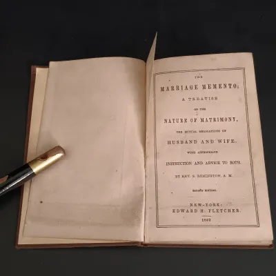 LOT 204: Latched New Testament 1863 with The Marriage Memento 1852 & Peep of Day 1877