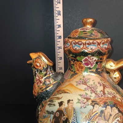 LOT 222: Royal Satsuma Hand-Painted Pheasant Teapot