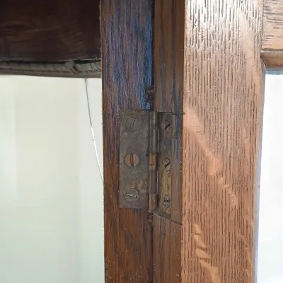 LOT 144: Antique Ornate/Carved Oak Curved Curio Cabinet
